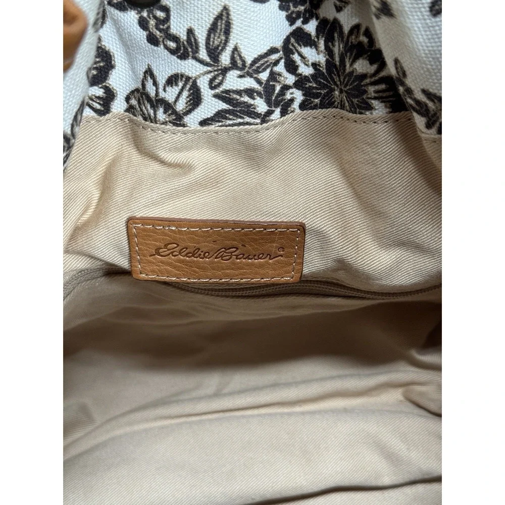 Eddie Bauer‎ Drawstring Bag Canvas Leather Vintage
